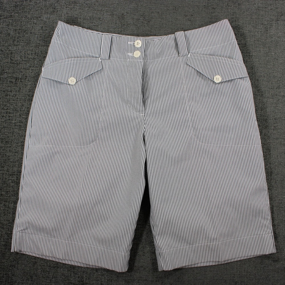 Nike Golf Womens Dri-FIT Pinstripe Shorts Blue White Size 8 Seersucker Style